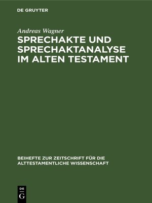 cover image of Sprechakte und Sprechaktanalyse im Alten Testament